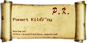 Ponert Kilény névjegykártya